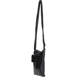 Compact Leather Phone Bag with Adjustable Strap and Brass Hardware Black: tl-002