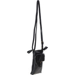 Compact Leather Phone Bag with Adjustable Strap and Brass Hardware Black: tl-002