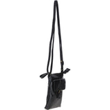Compact Leather Phone Bag with Adjustable Strap and Brass Hardware Black: tl-002