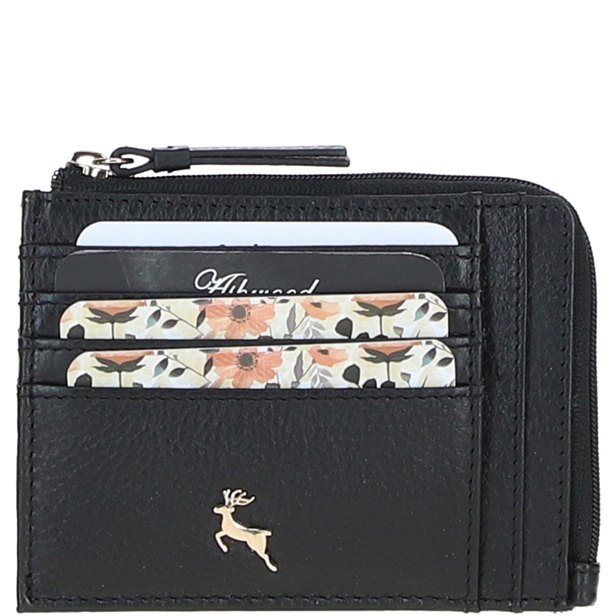 Ashwood Leather RFID Protected Purse with Zip Pocket Black: 31800