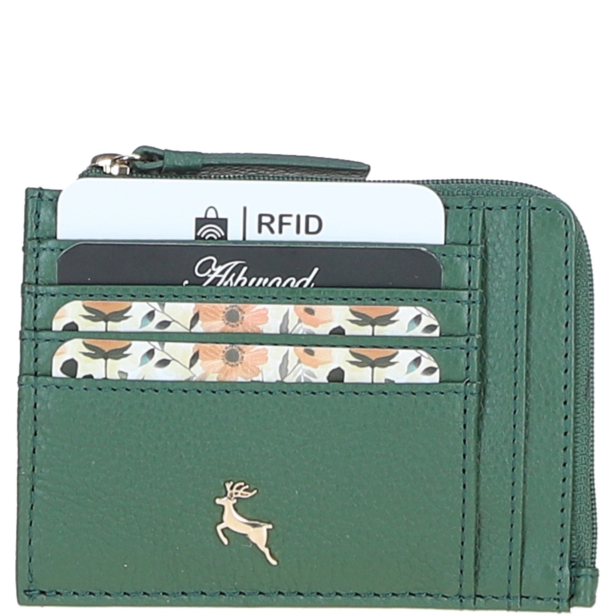 Ashwood Leather RFID Protected Purse with Zip Pocket Black Forest: 31800