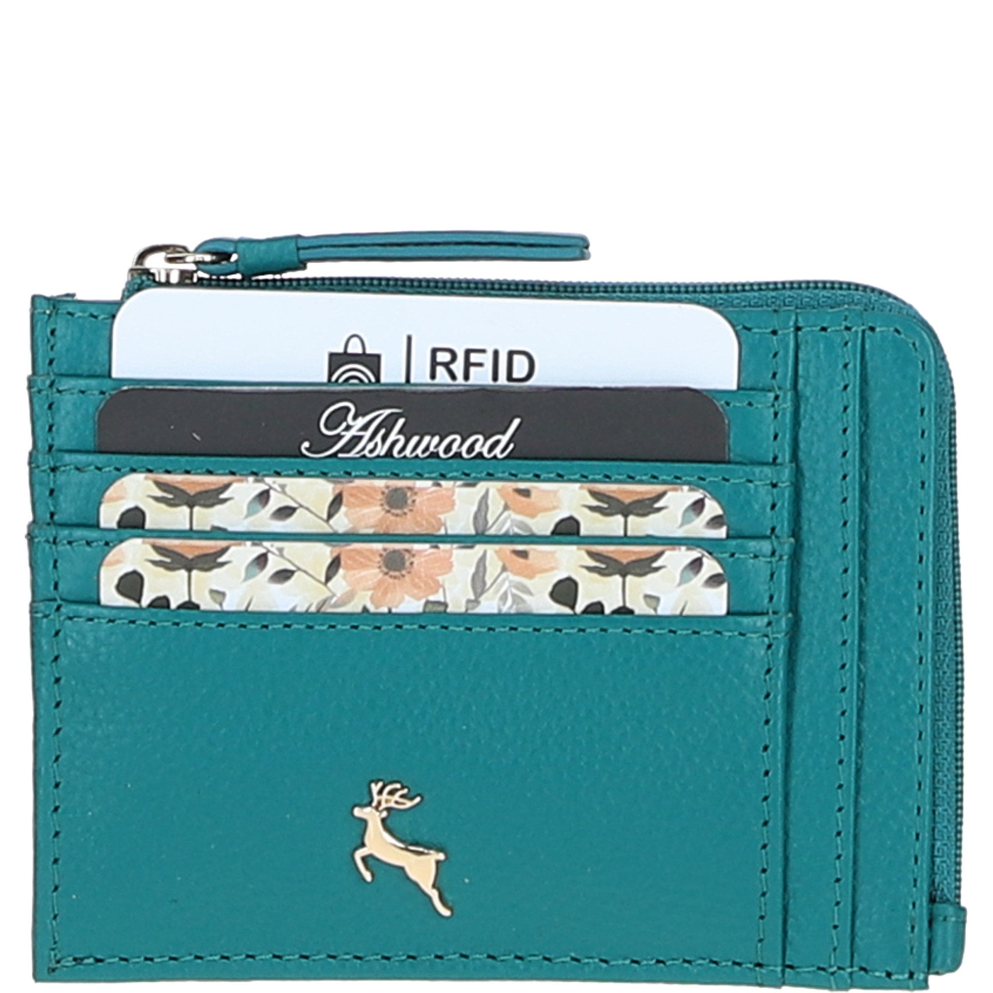Ashwood Leather RFID Protected Purse with Zip Pocket Deep Lake: 31800