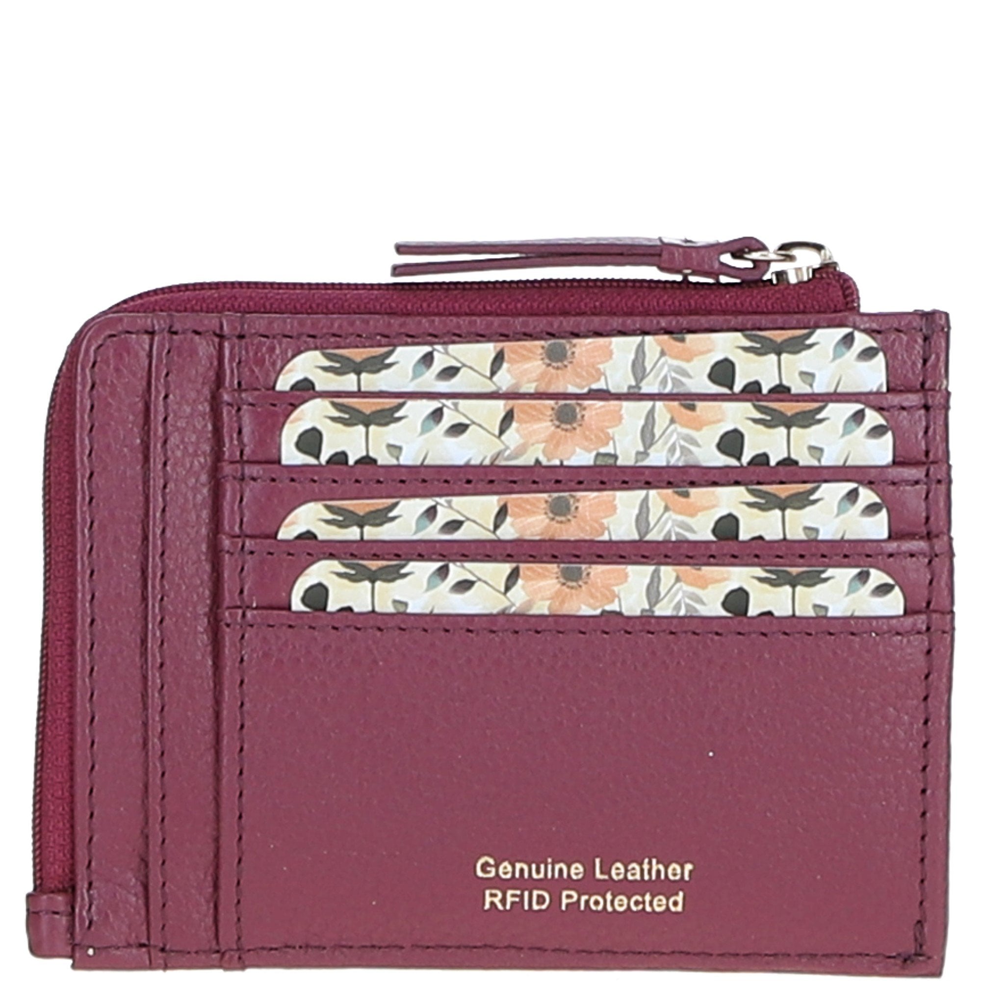 Ashwood Leather RFID Protected Purse with Zip Pocket Light Wine: 31800