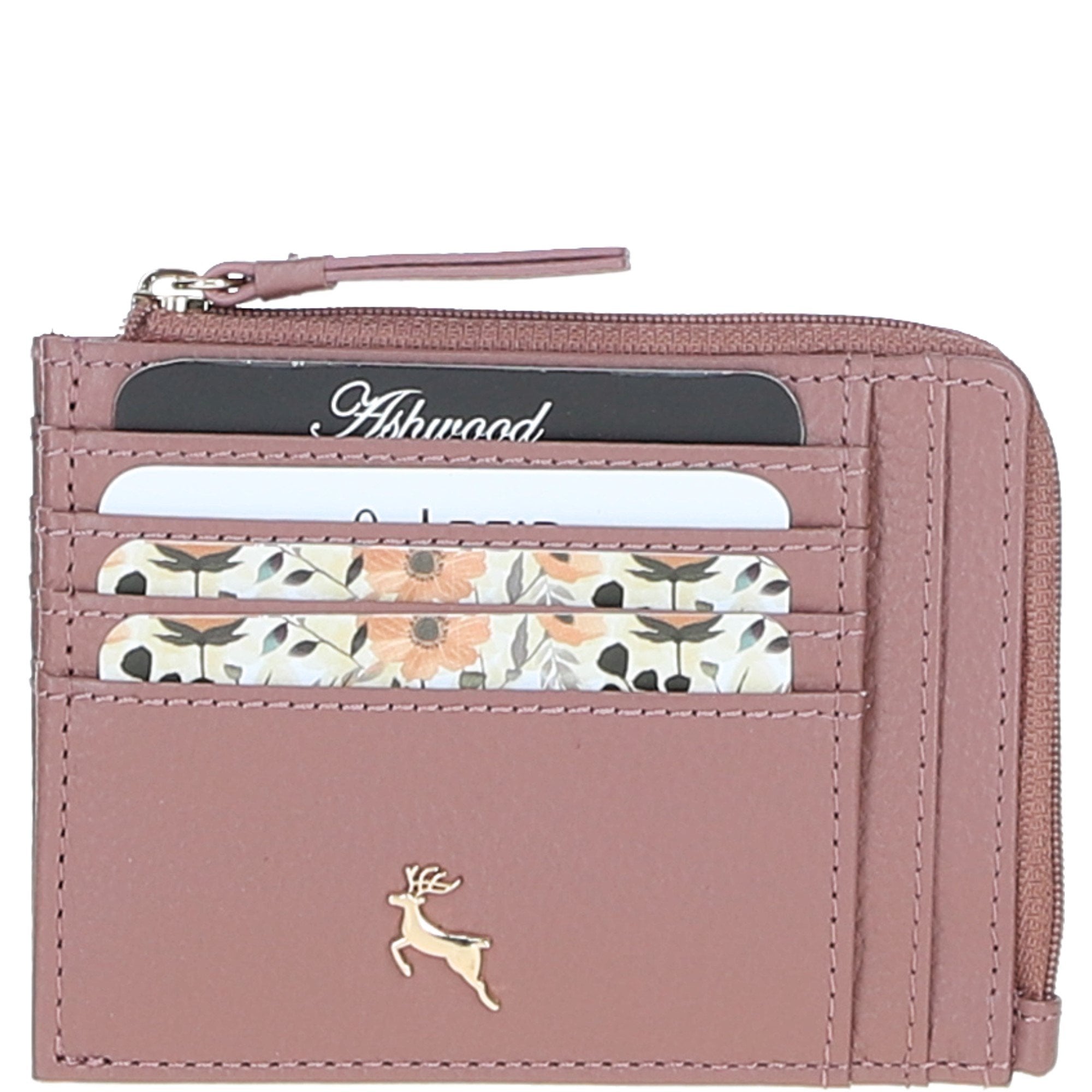 Ashwood Leather RFID Protected Purse with Zip Pocket Rose: 31800