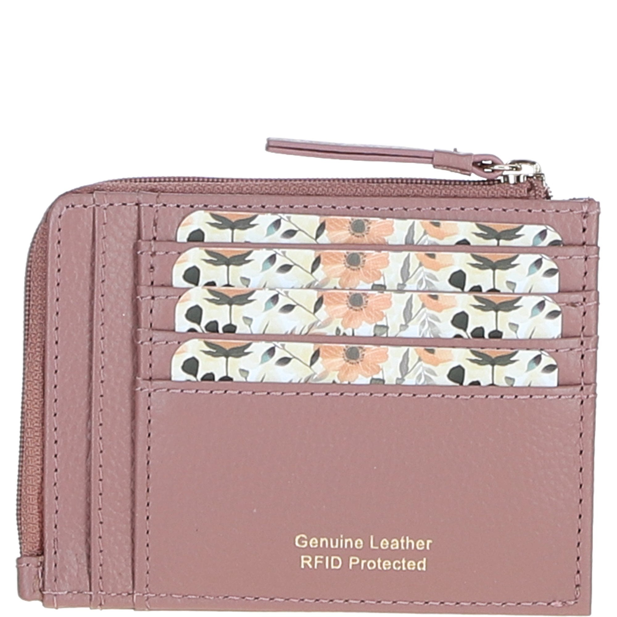 Ashwood Leather RFID Protected Purse with Zip Pocket Rose: 31800