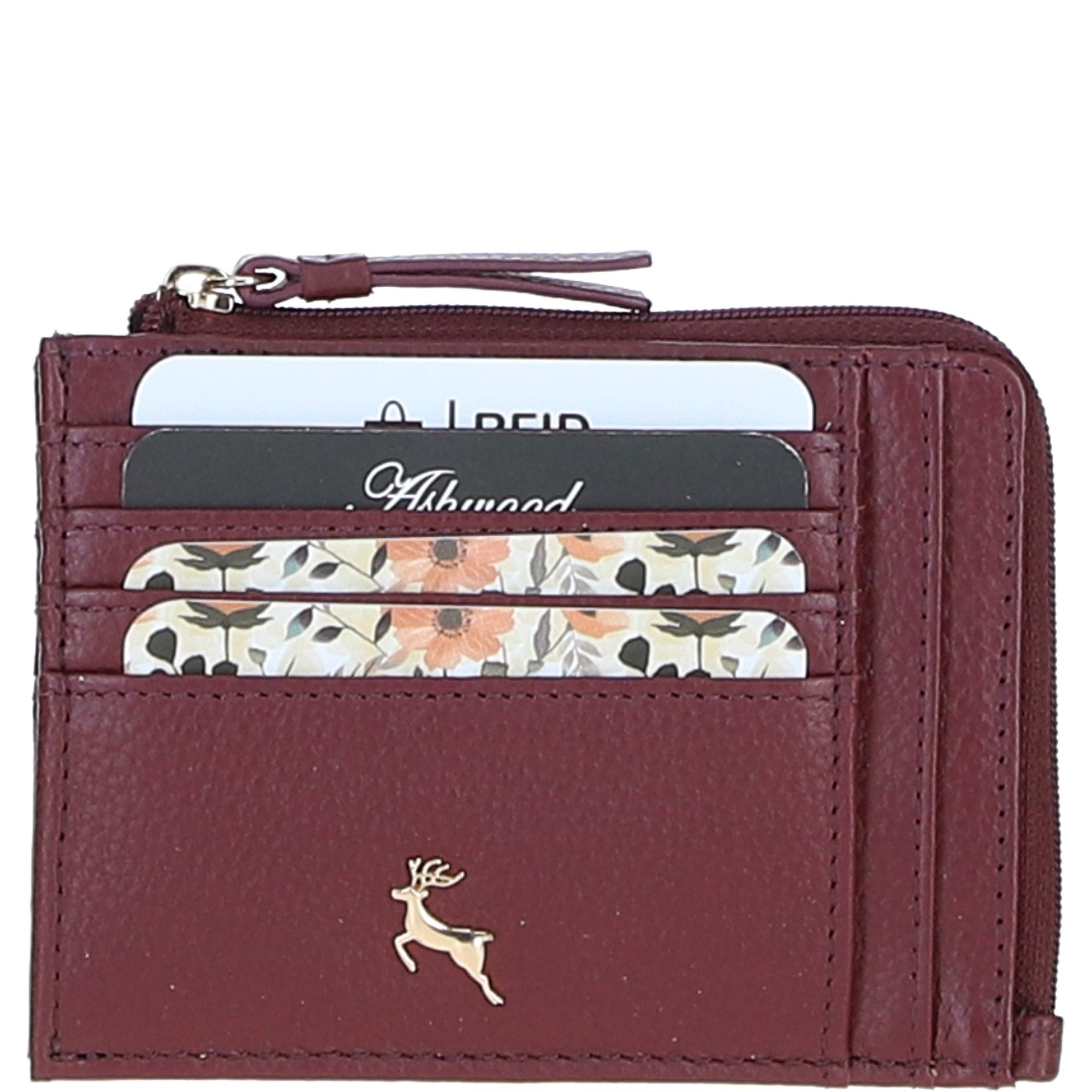 Ashwood Leather RFID Protected Purse with Zip Pocket Wine: 31800