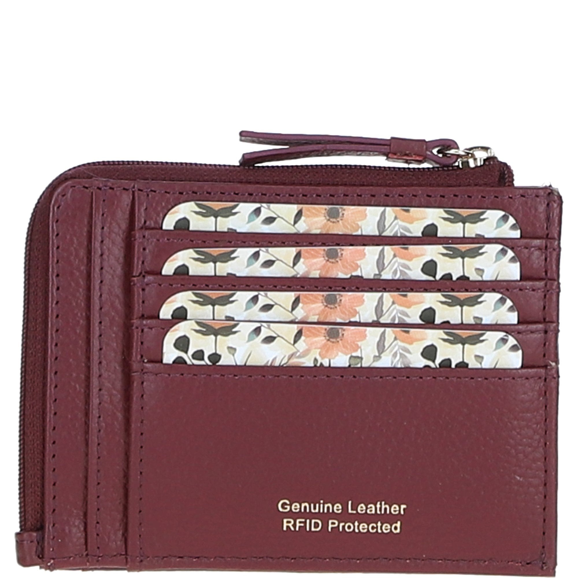 Ashwood Leather RFID Protected Purse with Zip Pocket Wine: 31800