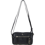 Leather Crossbody Bag with Adjustable Strap Black: Audrey