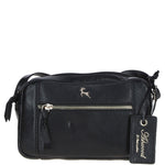 Leather Crossbody Bag with Adjustable Strap Black: Audrey