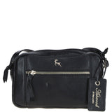 Leather Crossbody Bag with Adjustable Strap Black: Audrey