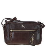 Leather Crossbody Bag with Adjustable Strap Brown: Audrey