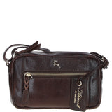 Leather Crossbody Bag with Adjustable Strap Brown: Audrey