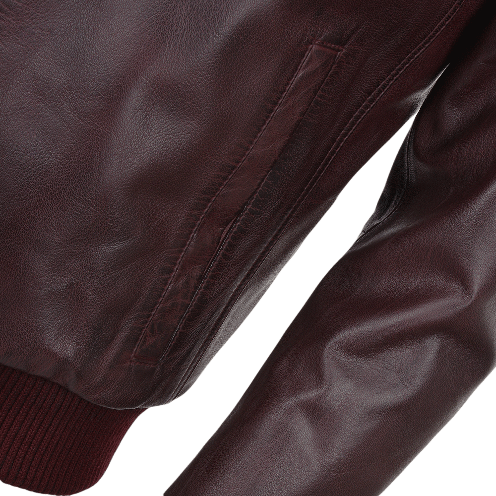 Leather Bomber Jacket Oxblood: FO WILLIE