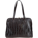 Women’s Large Croc Finish Leather Bag Brown/croc: 22-064/R