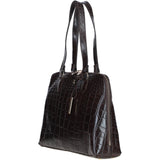 Women’s Large Croc Finish Leather Bag Brown/croc: 22-064/R