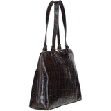 Women’s Large Croc Finish Leather Bag Brown/croc: 22-064/R