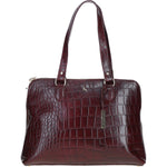 Women’s Large Croc Finish Leather Bag Bordo/croc: 22-064/R
