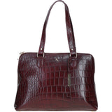 Women’s Large Croc Finish Leather Bag Bordo/croc: 22-064/R