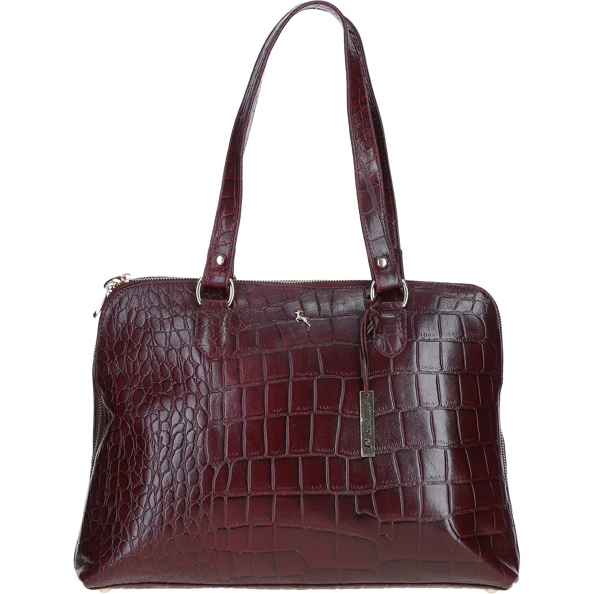 Women’s Large Croc Finish Leather Bag Bordo/croc: 22-064/R