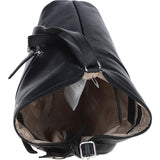 Practical Extending Pocket Leather Shoulder Bag Black: Donegal