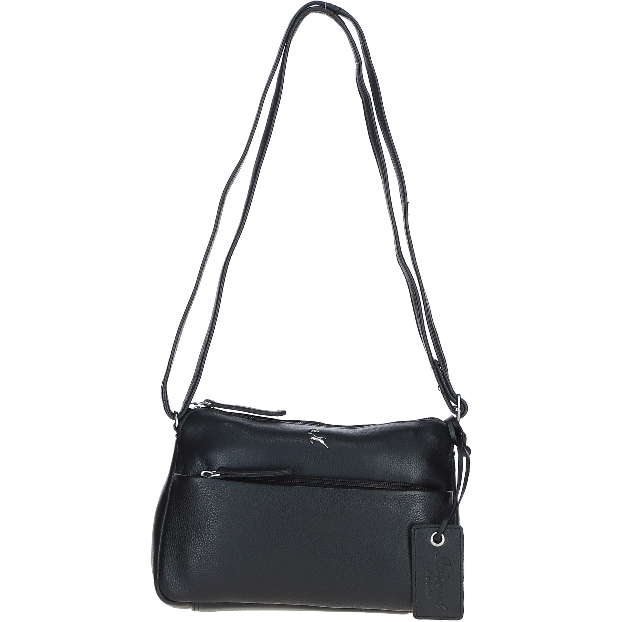 Compact Zip-Closure Leather Crossbody Bag Black: Belfast