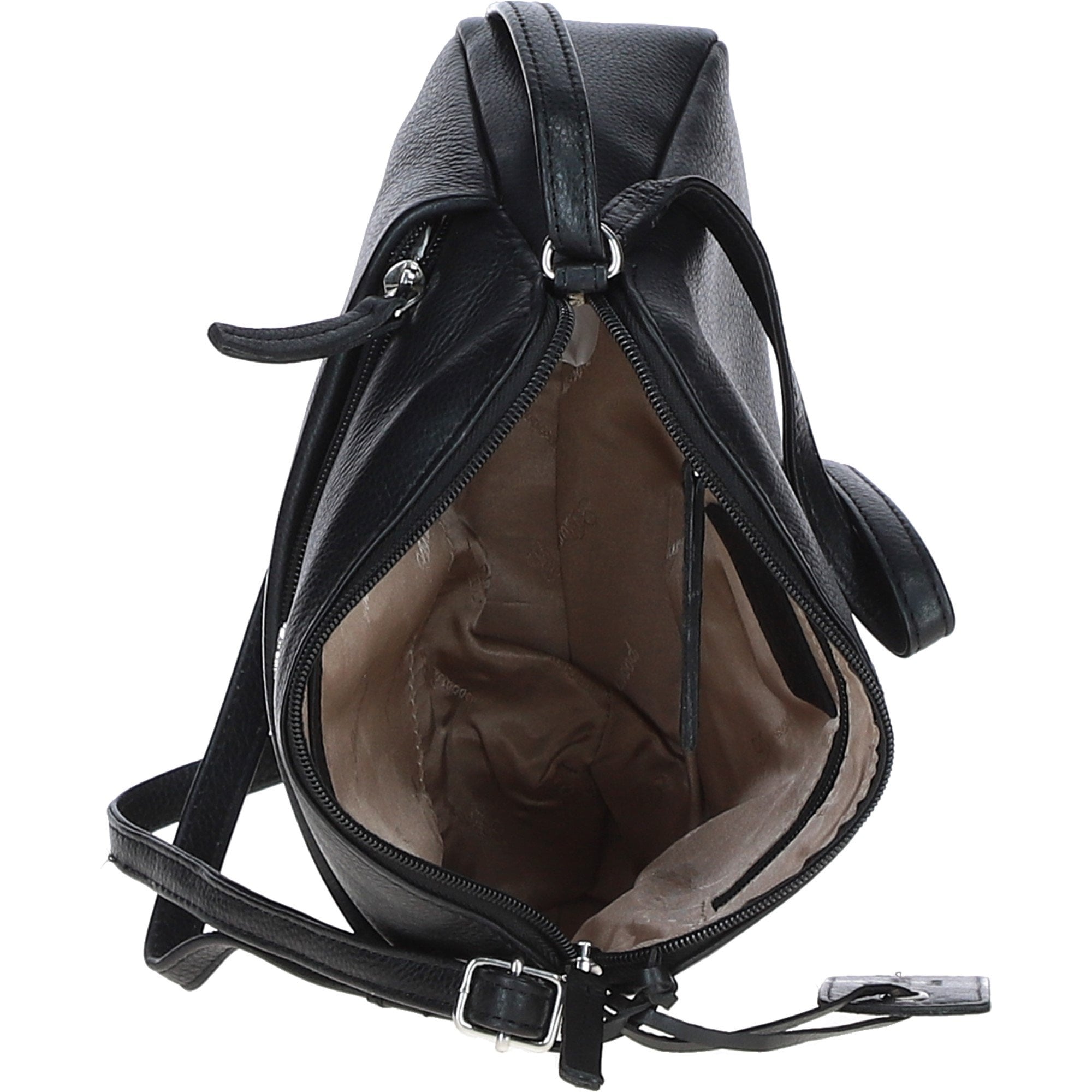 Compact Zip-Closure Leather Crossbody Bag Black: Belfast