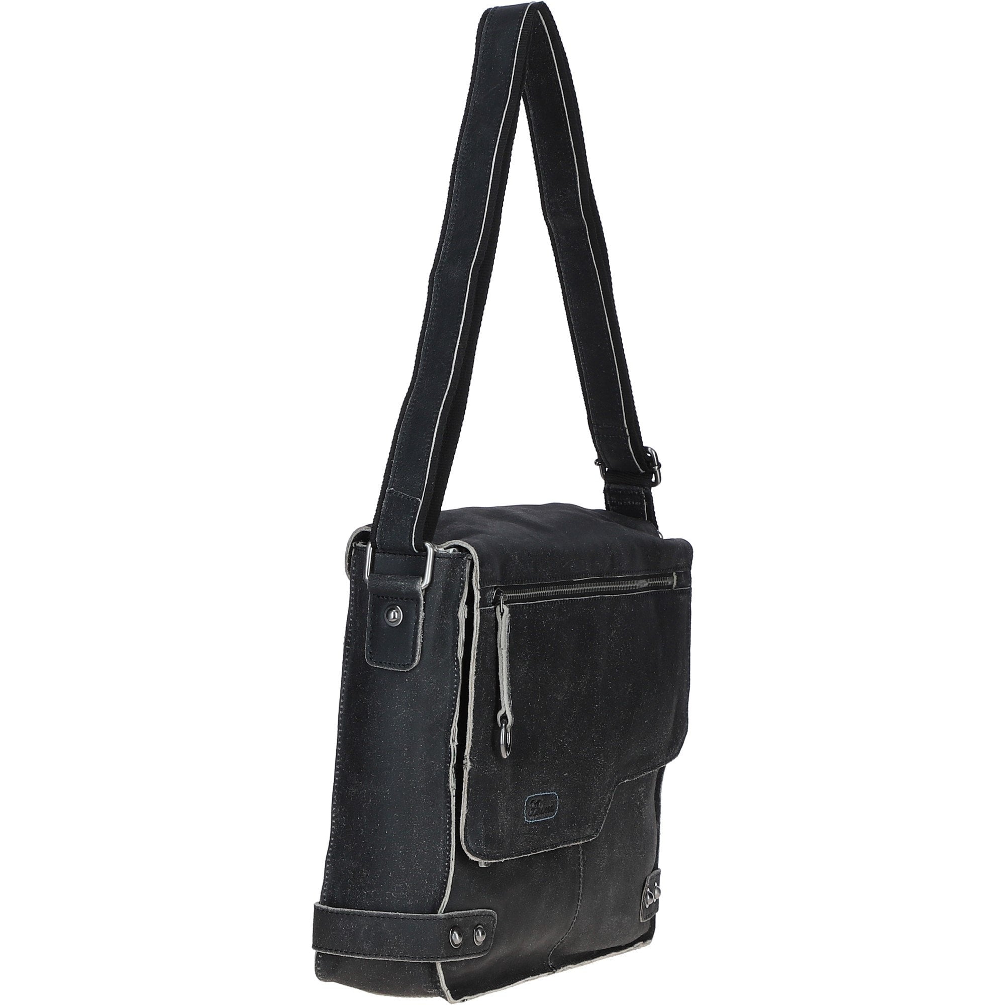 Men's Leather Messenger Bag Black: 8353