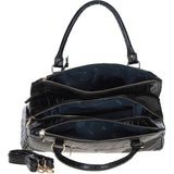 Three Section A4 Croc Print Leather Work Bag Black: A4 Work Bag
