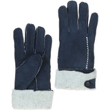 Womens Leather Sheepskin Gloves Navy/white: FEN-903
