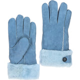 Womens Leather Sheepskin Gloves Sky blue: FEN-903