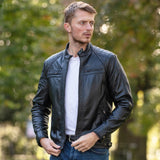 Leather Biker Jacket Black: 2101
