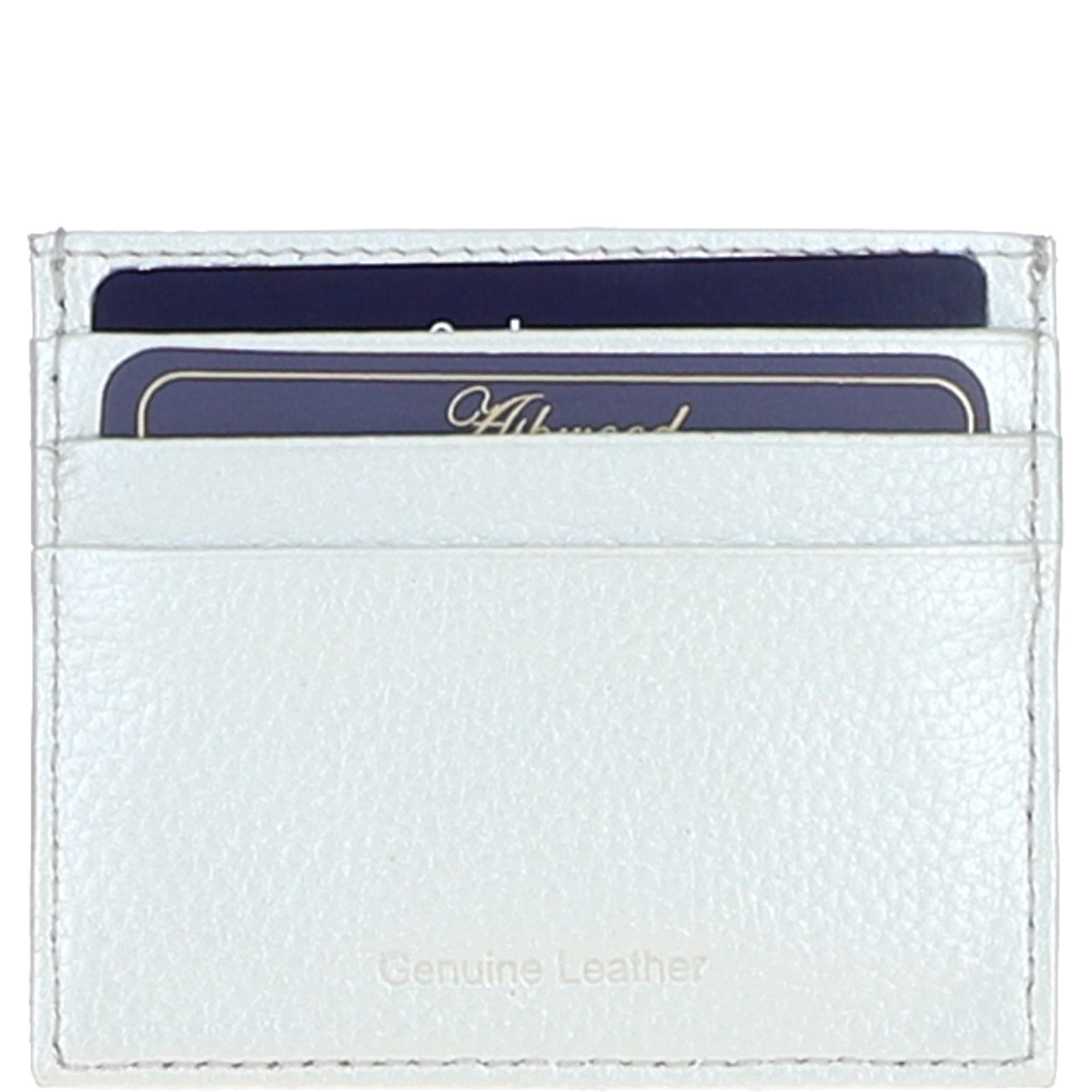 Leather Card Holder & Key Ring Gift Set Silver :slg-31342