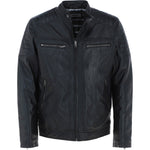 Mens Leather Biker Jacket Black: G-6200