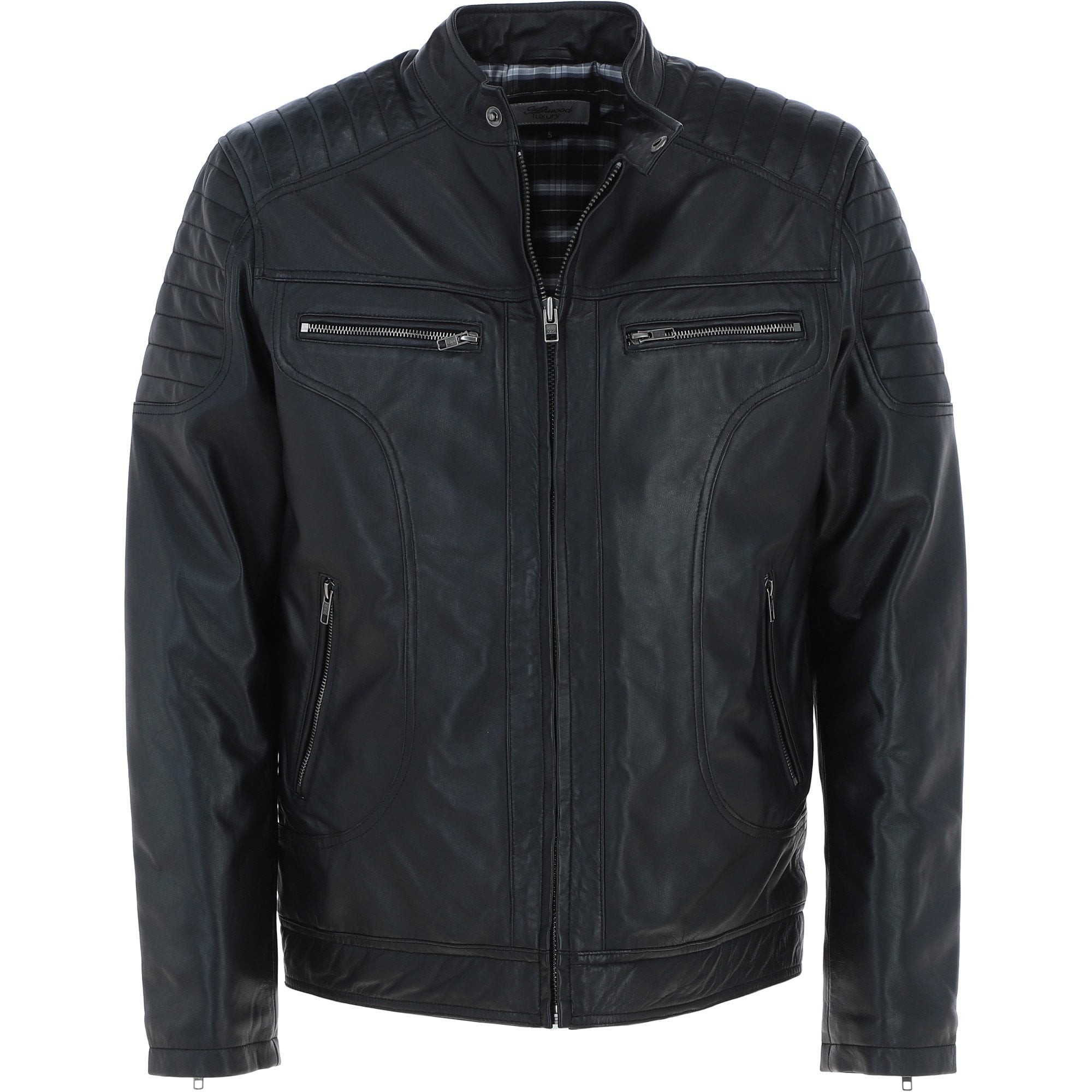 Mens Leather Biker Jacket Black: G-6200