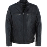Mens Leather Biker Jacket Black: G-6200