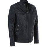 Mens Leather Biker Jacket Black: G-6200