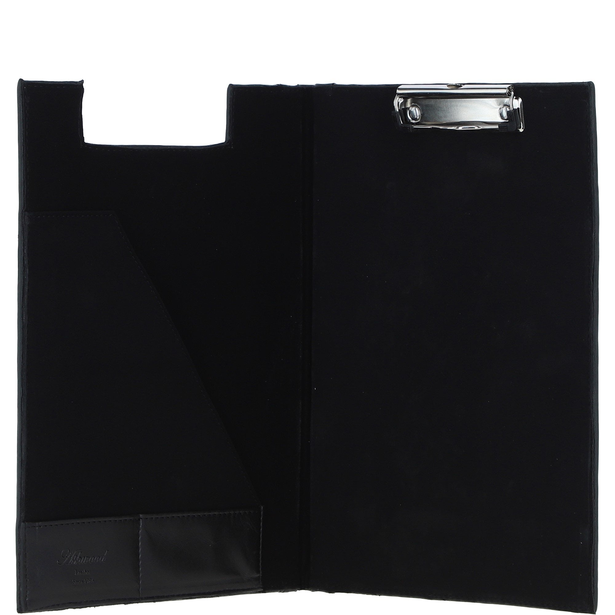 Ashwood Leather Clip Pad Folder Black: PL-40