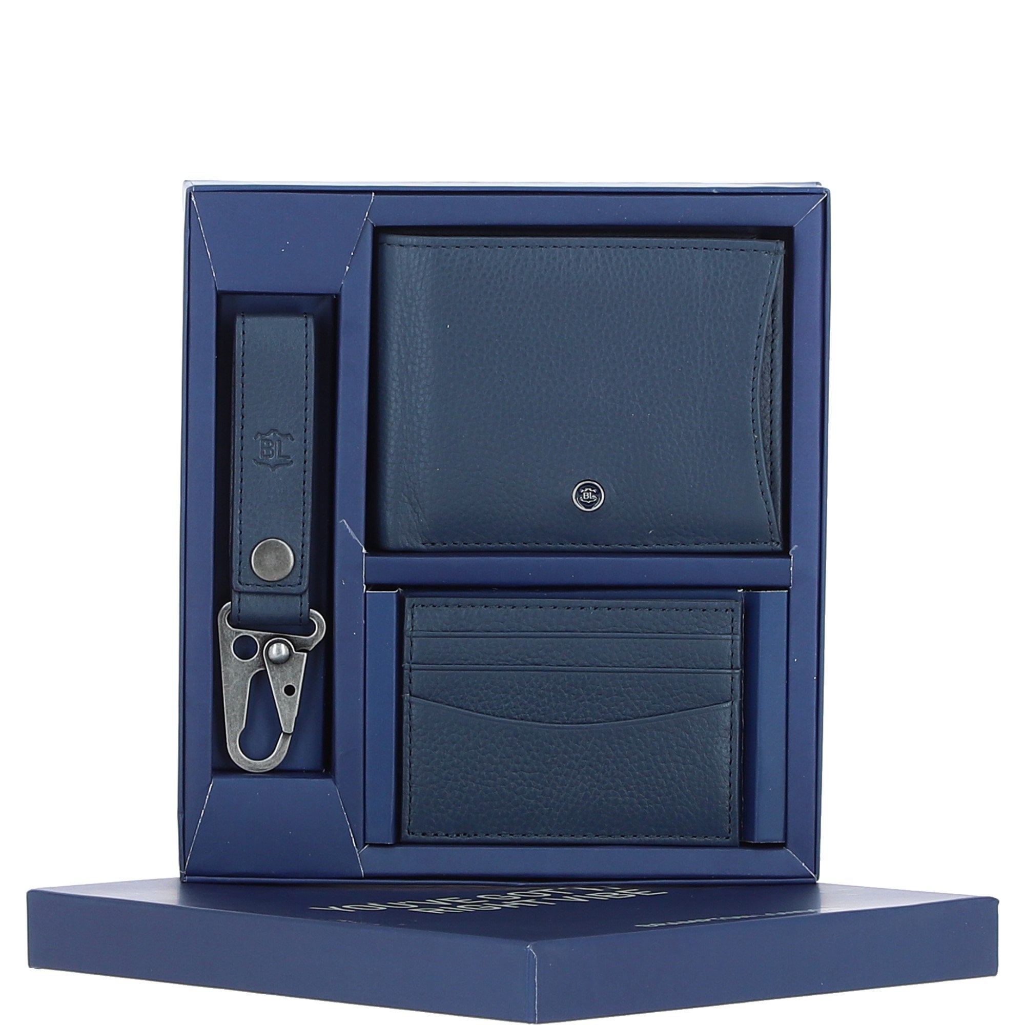Leather Gift Set – Wallet, Card Holder & Key Ring Navy: 31974