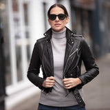 Ladies Leather Biker Jacket Black: Perfecto