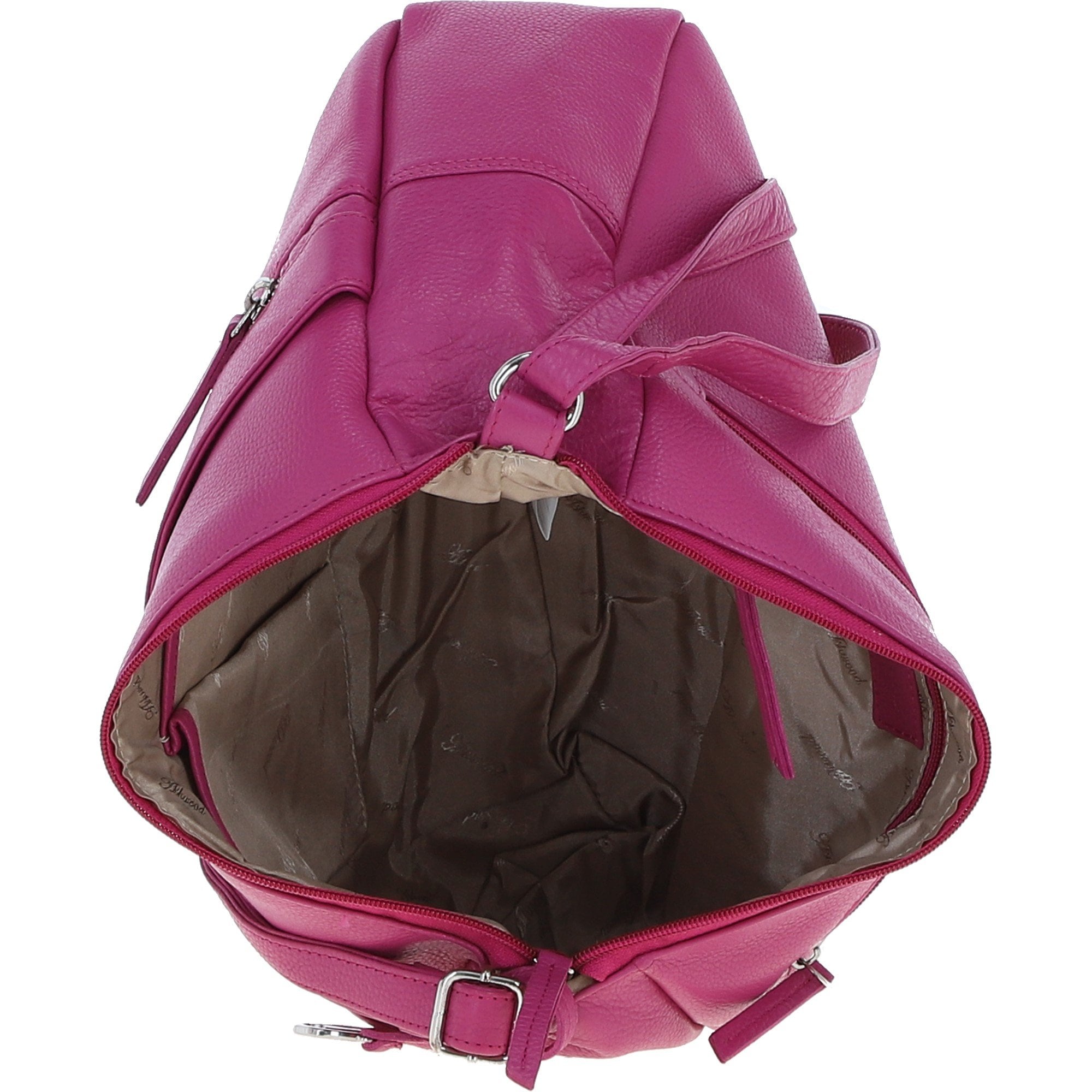 Leather Shoulder Bag with Zip & Magnetic Pocket Berry: Meath