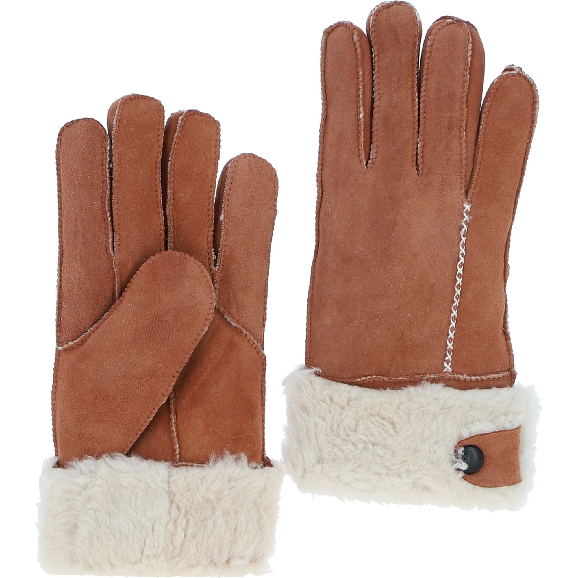 Womens Leather Sheepskin Gloves Light Tan-4: FEN-903