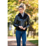 Womens Shearling Biker Jacket Black: 2418