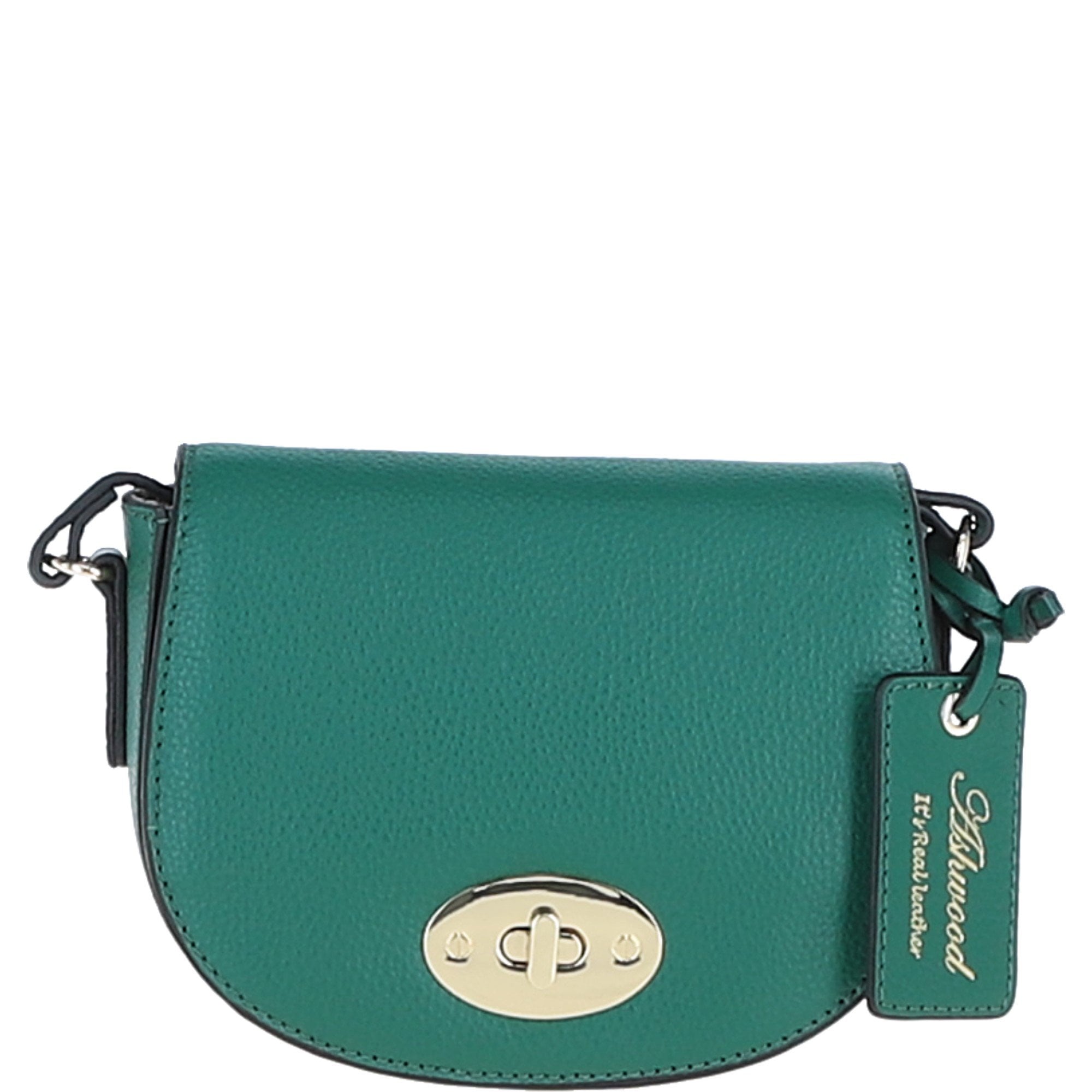 Real Leather Saddle Crossbody Bag Ever Green: 63753