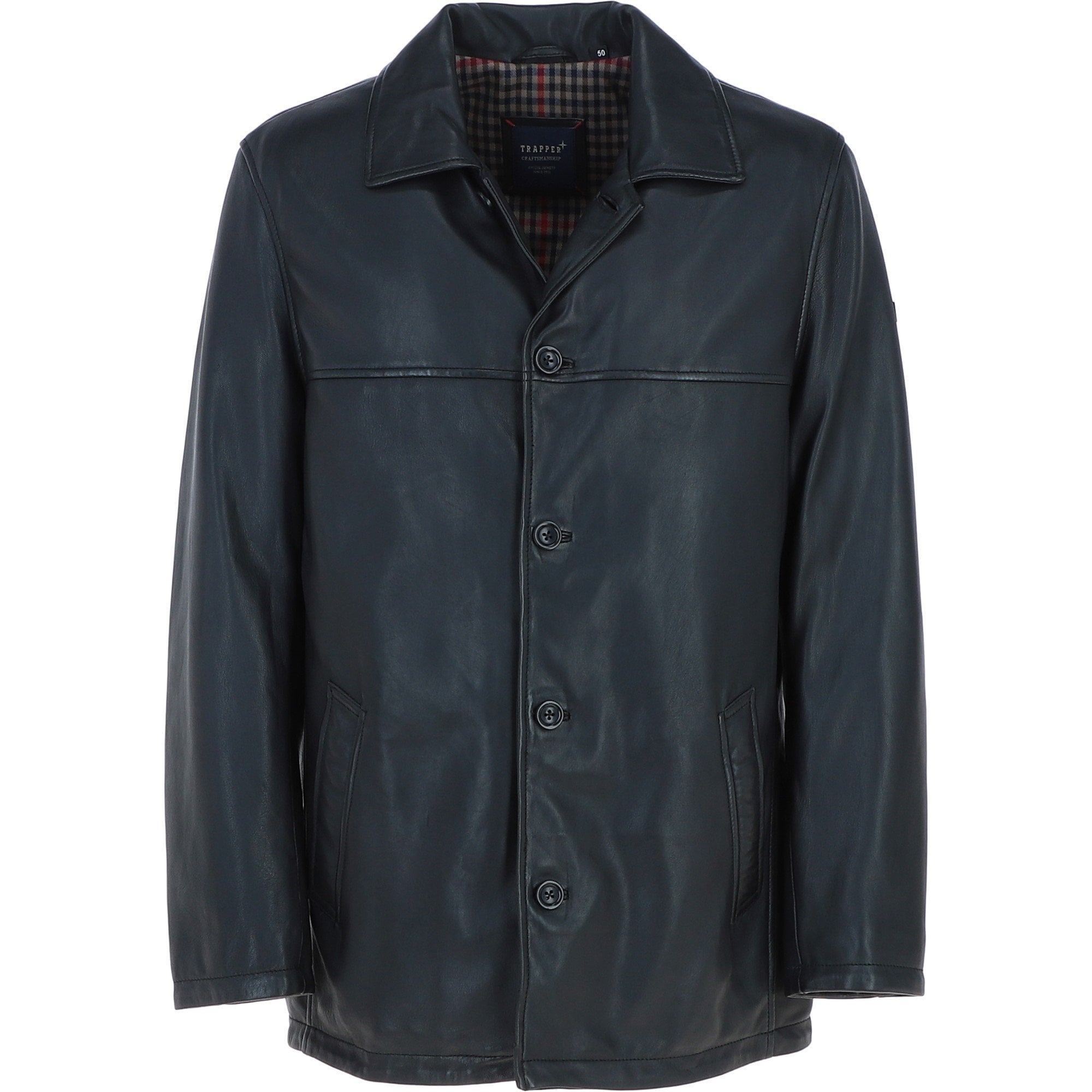 Trapper Lamb Leather Brando Collared Jacket Black: Box