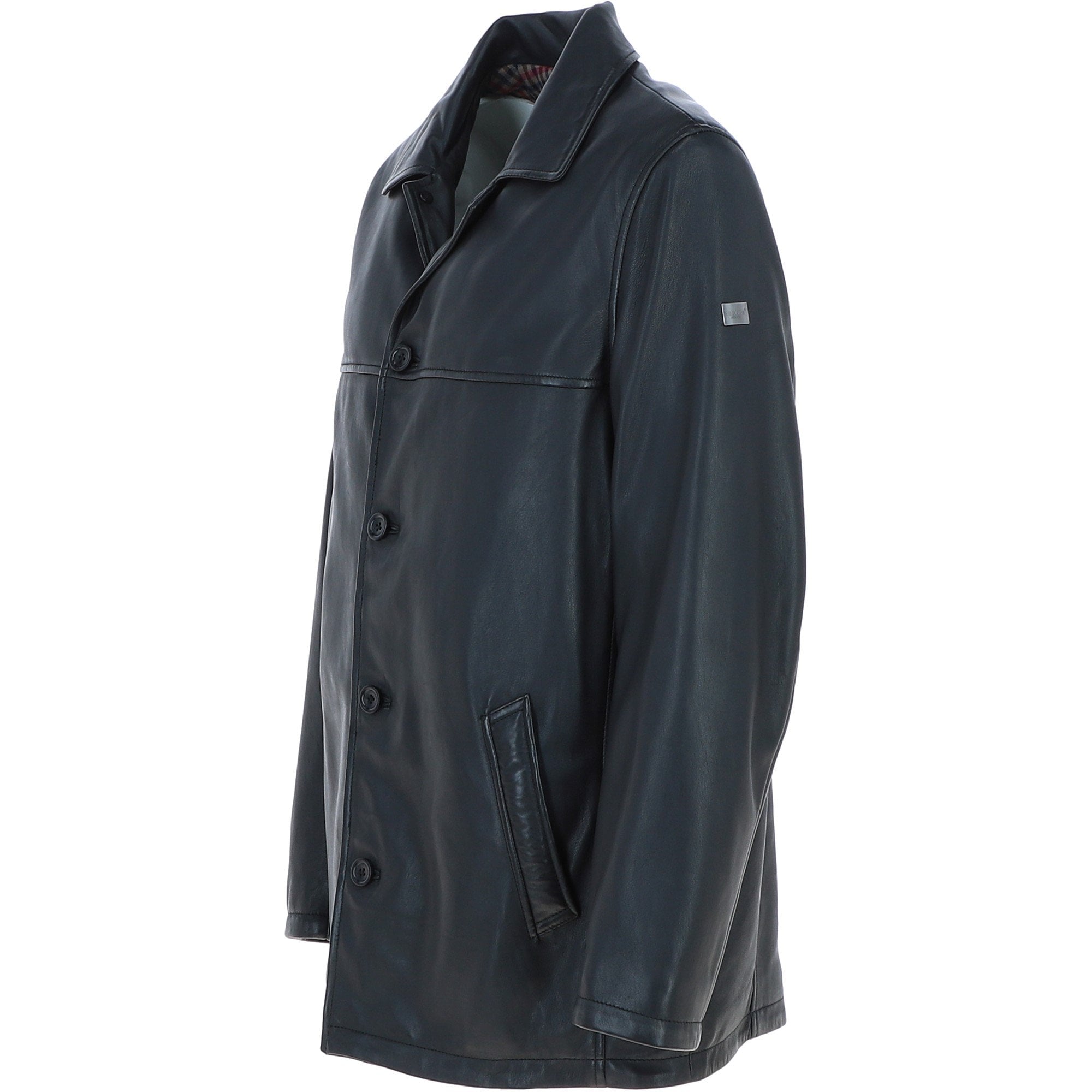 Trapper Lamb Leather Brando Collared Jacket Black: Box