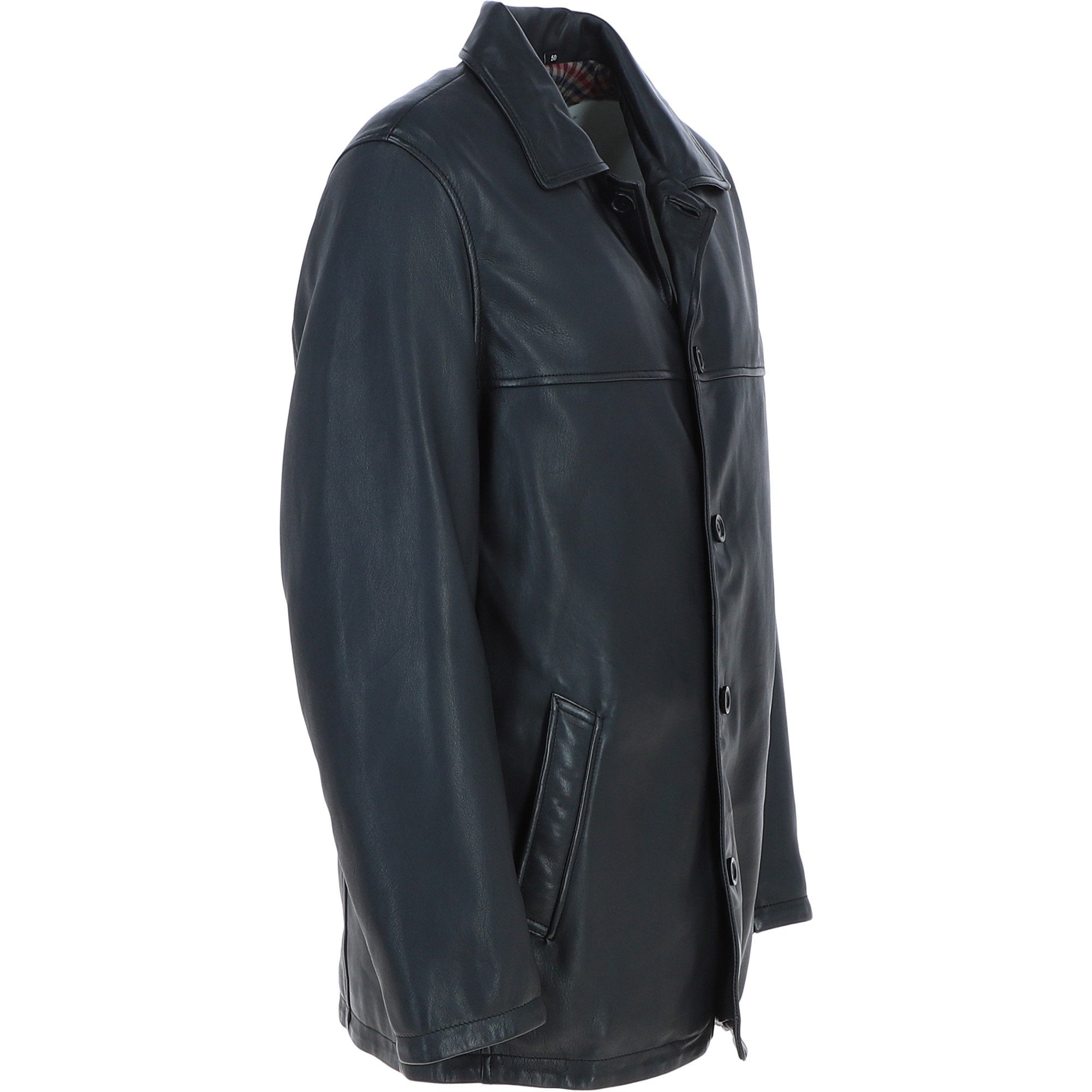 Trapper Lamb Leather Brando Collared Jacket Black: Box