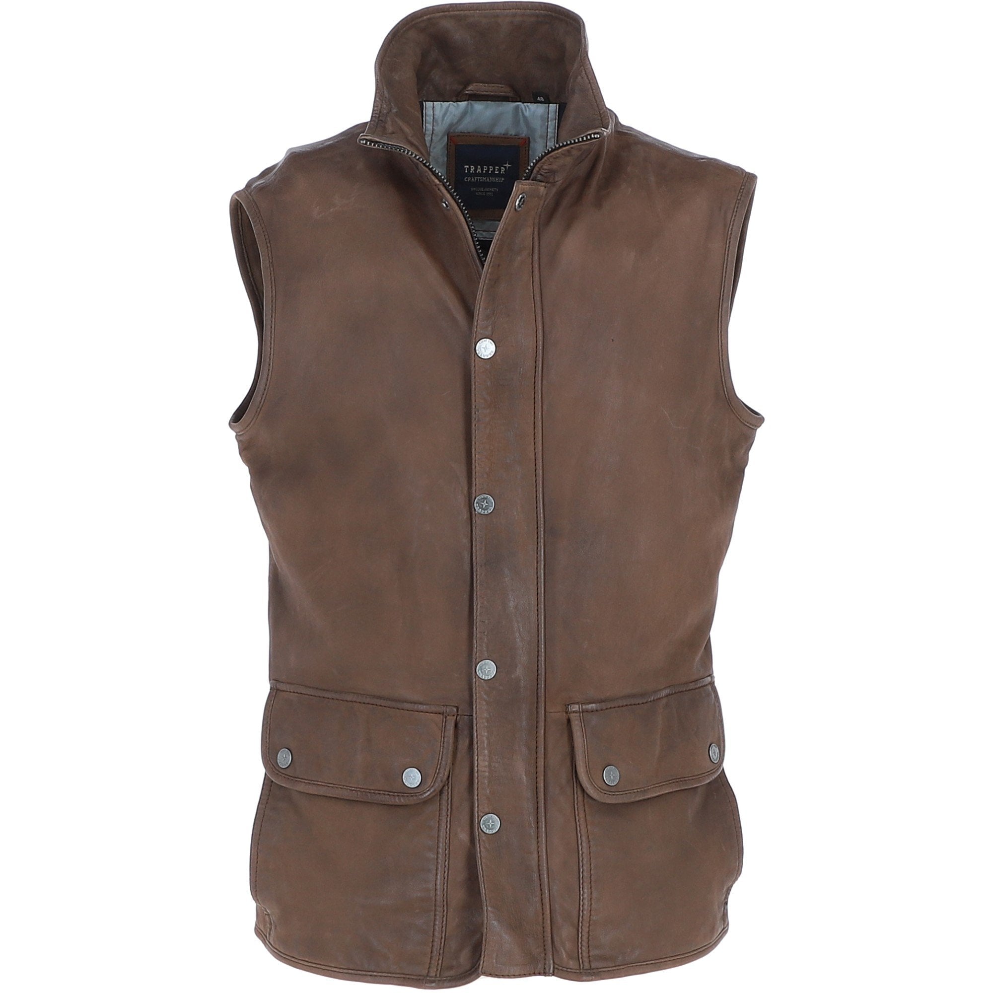 Mens Leather Gilet Brown 27: M-15 Vest-2