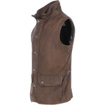 Mens Leather Gilet Brown 27: M-15 Vest-2