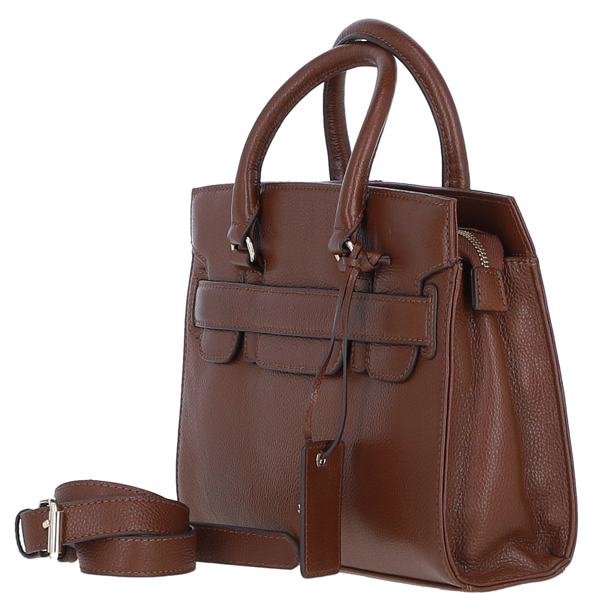 Ashwood Leather Handbag with Detachable Crossbody Strap 2 Tone Tan: 64747