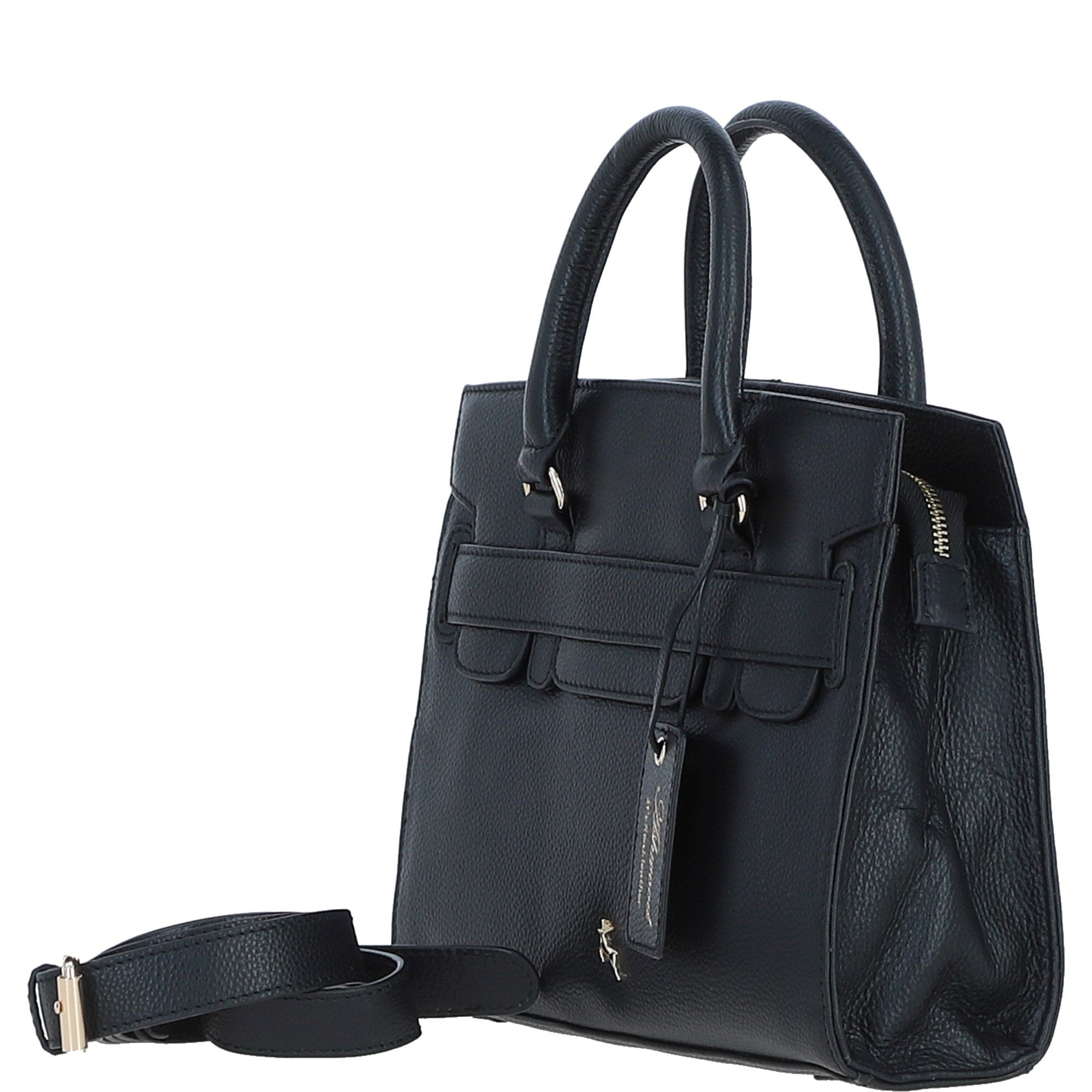 Ashwood Leather Handbag with Detachable Crossbody Strap Black: 64747